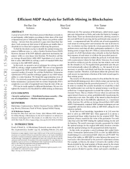 Efficient MDP Analysis for Selfish-Mining in Blockchains