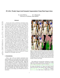 PCAMs: Weakly Supervised Semantic Segmentation Using Point Supervision