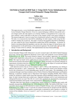 GloVeInit at SemEval-2020 Task 1: Using GloVe Vector Initialization for
  Unsupervised Lexical Semantic Change Detection