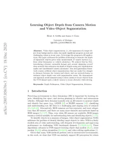 Learning Object Depth from Camera Motion and Video Object Segmentation