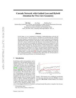 Cascade Network with Guided Loss and Hybrid Attention for Two-view
  Geometry
