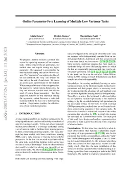 Online Parameter-Free Learning of Multiple Low Variance Tasks