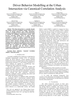 Driver Behavior Modelling at the Urban Intersection via Canonical
  Correlation Analysis