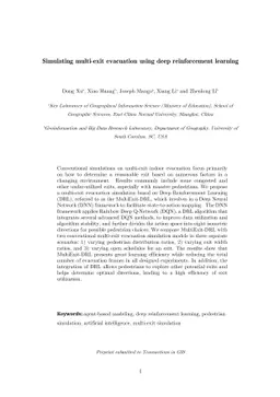 Simulating multi-exit evacuation using deep reinforcement learning