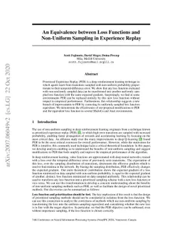 An Equivalence between Loss Functions and Non-Uniform Sampling in
  Experience Replay