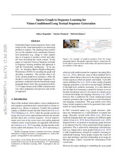 Sparse Graph to Sequence Learning for Vision Conditioned Long Textual
  Sequence Generation