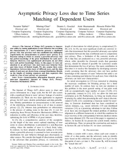 Asymptotic Privacy Loss due to Time Series Matching of Dependent Users