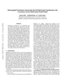 Disentangled Variational Autoencoder based Multi-Label Classification
  with Covariance-Aware Multivariate Probit Model