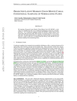 Projected Latent Markov Chain Monte Carlo: Conditional Sampling of
  Normalizing Flows