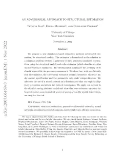 An Adversarial Approach to Structural Estimation