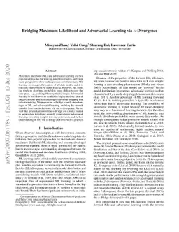 Bridging Maximum Likelihood and Adversarial Learning via
  $α$-Divergence