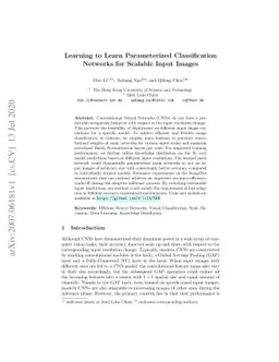 Learning to Learn Parameterized Classification Networks for Scalable
  Input Images