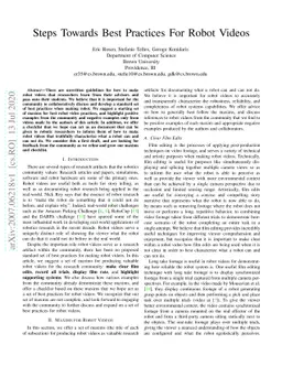 Steps Towards Best Practices For Robot Videos