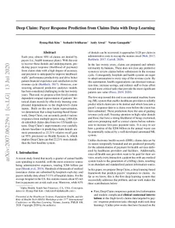 Deep Claim: Payer Response Prediction from Claims Data with Deep
  Learning