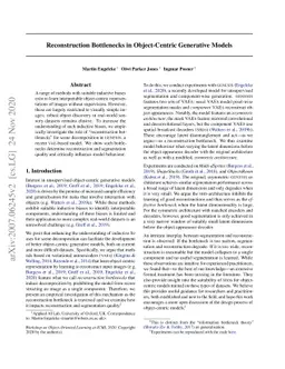 Reconstruction Bottlenecks in Object-Centric Generative Models