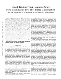 Expert Training: Task Hardness Aware Meta-Learning for Few-Shot
  Classification