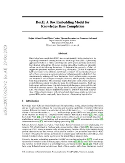 BoxE: A Box Embedding Model for Knowledge Base Completion