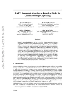 RATT: Recurrent Attention to Transient Tasks for Continual Image
  Captioning