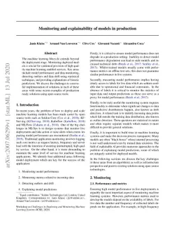 Monitoring and explainability of models in production