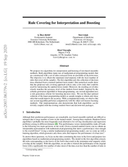Rule Covering for Interpretation and Boosting