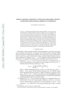 Strong Uniform Consistency with Rates for Kernel Density Estimators with
  General Kernels on Manifolds