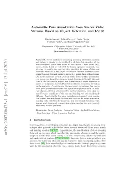 Automatic Pass Annotation from Soccer VideoStreams Based on Object
  Detection and LSTM