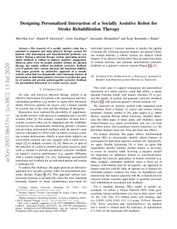 Designing Personalized Interaction of a Socially Assistive Robot for
  Stroke Rehabilitation Therapy