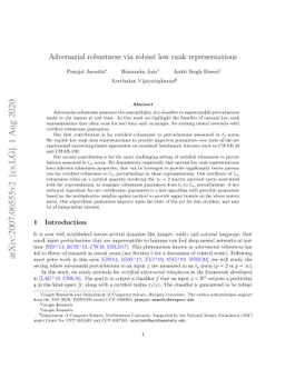 Adversarial robustness via robust low rank representations