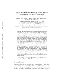 FocusLiteNN: High Efficiency Focus Quality Assessment for Digital
  Pathology
