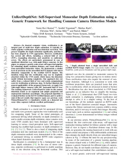 UnRectDepthNet: Self-Supervised Monocular Depth Estimation using a
  Generic Framework for Handling Common Camera Distortion Models