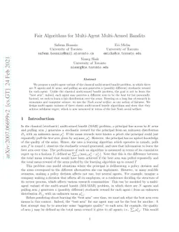 Fair Algorithms for Multi-Agent Multi-Armed Bandits
