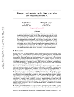 Unsupervised object-centric video generation and decomposition in 3D