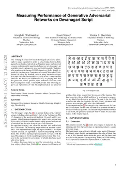 Measuring Performance of Generative Adversarial Networks on Devanagari
  Script