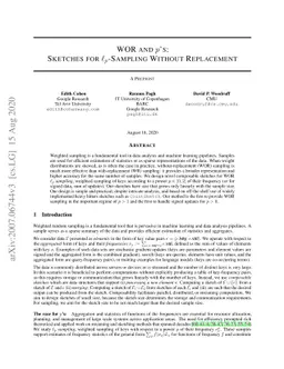 WOR and $p$'s: Sketches for $\ell_p$-Sampling Without Replacement