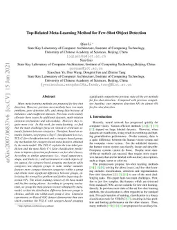 Top-Related Meta-Learning Method for Few-Shot Object Detection