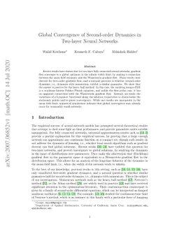 Global Convergence of Second-order Dynamics in Two-layer Neural Networks