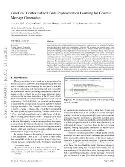 CoreGen: Contextualized Code Representation Learning for Commit Message
  Generation