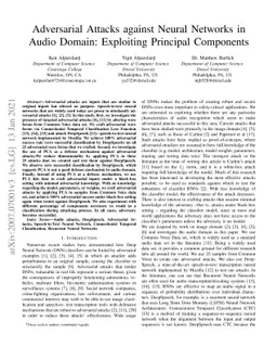 Adversarial Attacks against Neural Networks in Audio Domain: Exploiting
  Principal Components