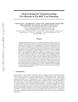 Deep Learning for Virtual Screening: Five Reasons to Use ROC Cost
  Functions