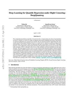 Deep Learning for Quantile Regression under Right Censoring:
  DeepQuantreg