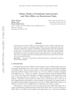 Failure Modes of Variational Autoencoders and Their Effects on
  Downstream Tasks