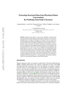 Extracting Structured Data from Physician-Patient Conversations By
  Predicting Noteworthy Utterances