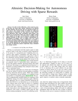 Altruistic Decision-Making for Autonomous Driving with Sparse Rewards