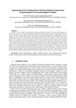 Applying Dynamic Training-Subset Selection Methods Using Genetic
  Programming for Forecasting Implied Volatility