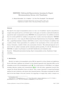BERTERS: Multimodal Representation Learning for Expert Recommendation
  System with Transformer