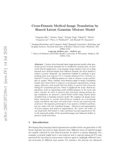 Cross-Domain Medical Image Translation by Shared Latent Gaussian Mixture
  Model
