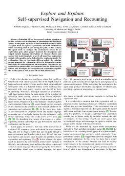 Explore and Explain: Self-supervised Navigation and Recounting