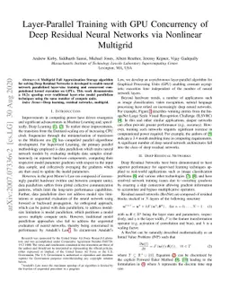 Layer-Parallel Training with GPU Concurrency of Deep Residual Neural
  Networks via Nonlinear Multigrid