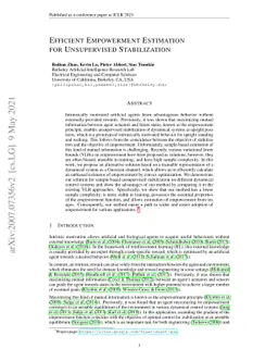 Efficient Empowerment Estimation for Unsupervised Stabilization
