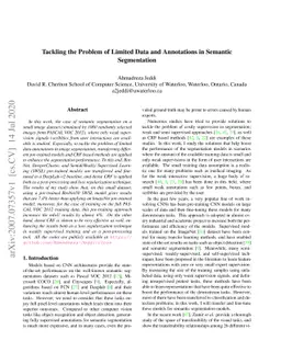 Tackling the Problem of Limited Data and Annotations in Semantic
  Segmentation